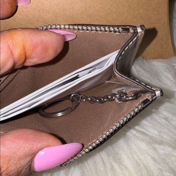 Coach Mini Skinny Id Case In Rainbow Signature Canvas NWT - Picture 5 of 5